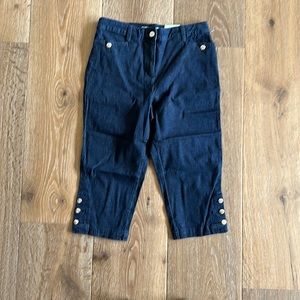 Karen Scott tummy control comfort capri blue denim, size 8Petite